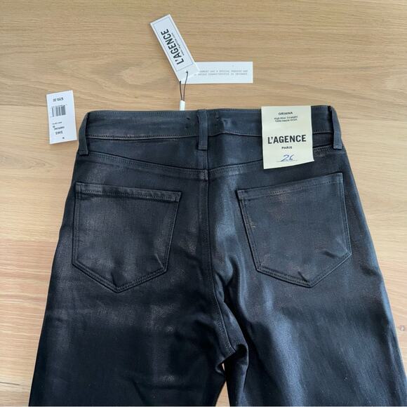 L'AGENCE  Oriana High-Rise Straight-Leg Coated Jeans - Picture 11 of 12